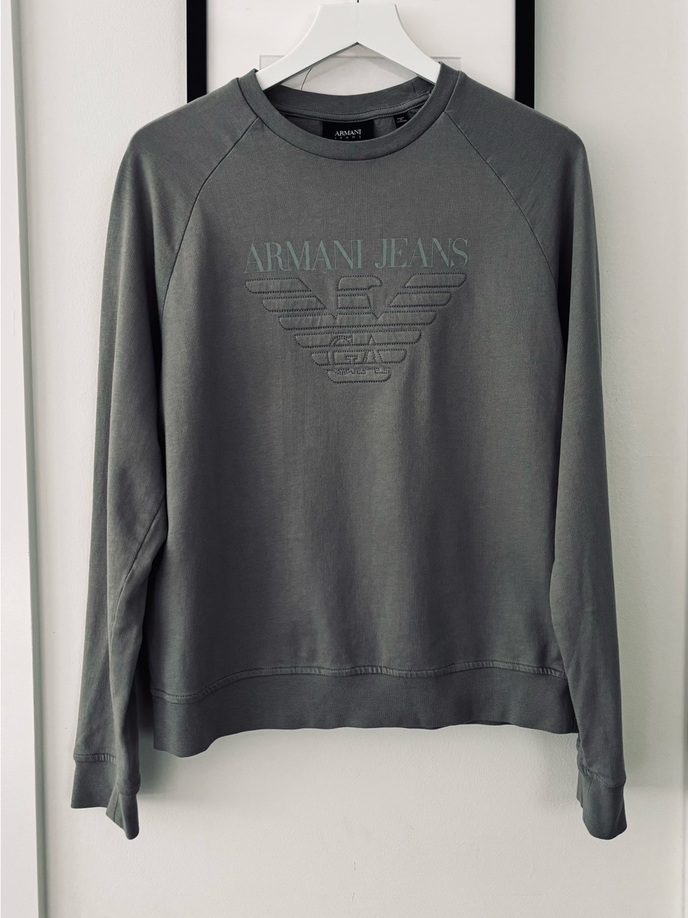 Women's Armani Jeans Raglan cotton Grey Summer crewneck sweatshirt size Large